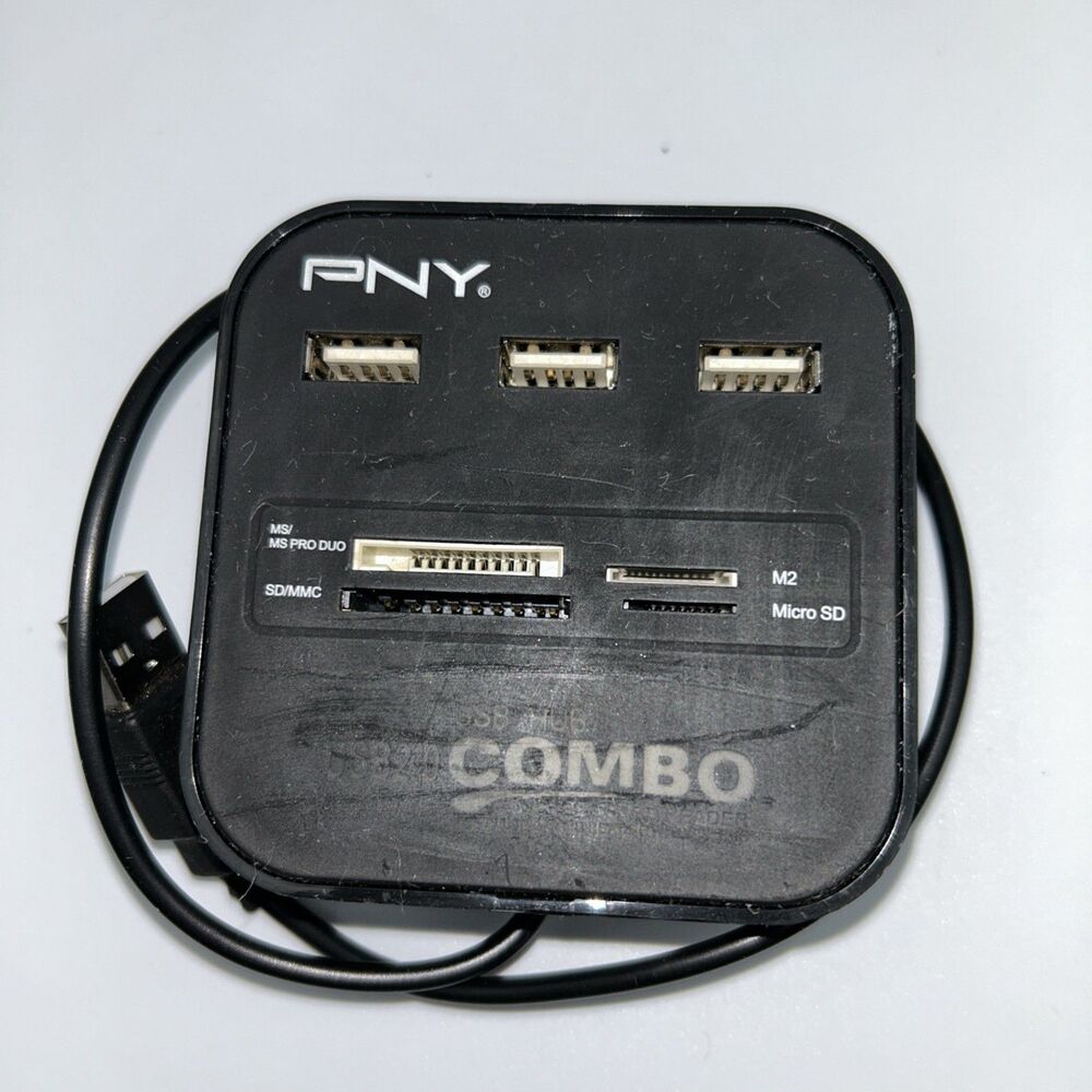 PNY Combo Multi Card Reader usb hub SD SDHC MicroSD Memory Stick M2